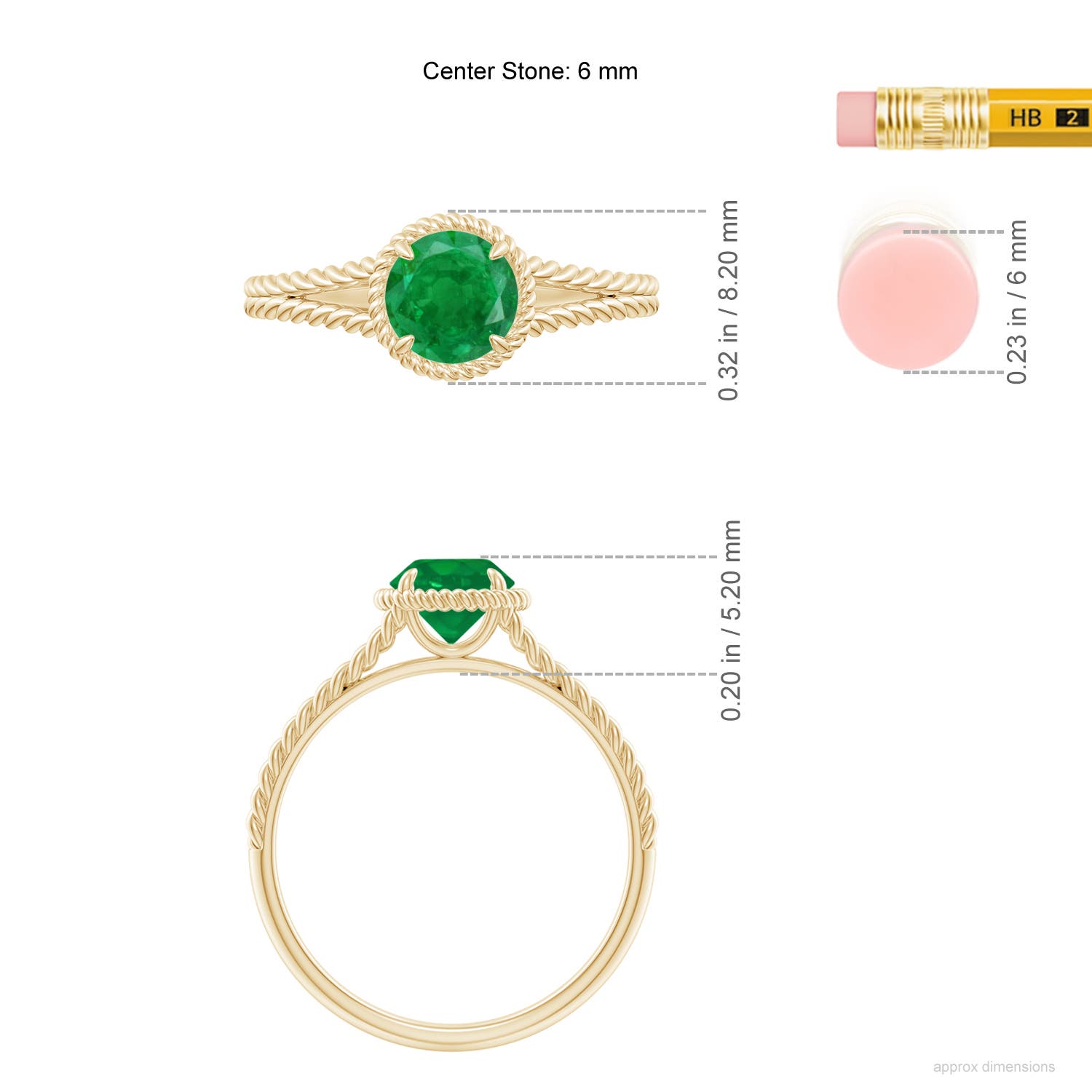 AA - Emerald / 0.75 CT / 14 KT Yellow Gold