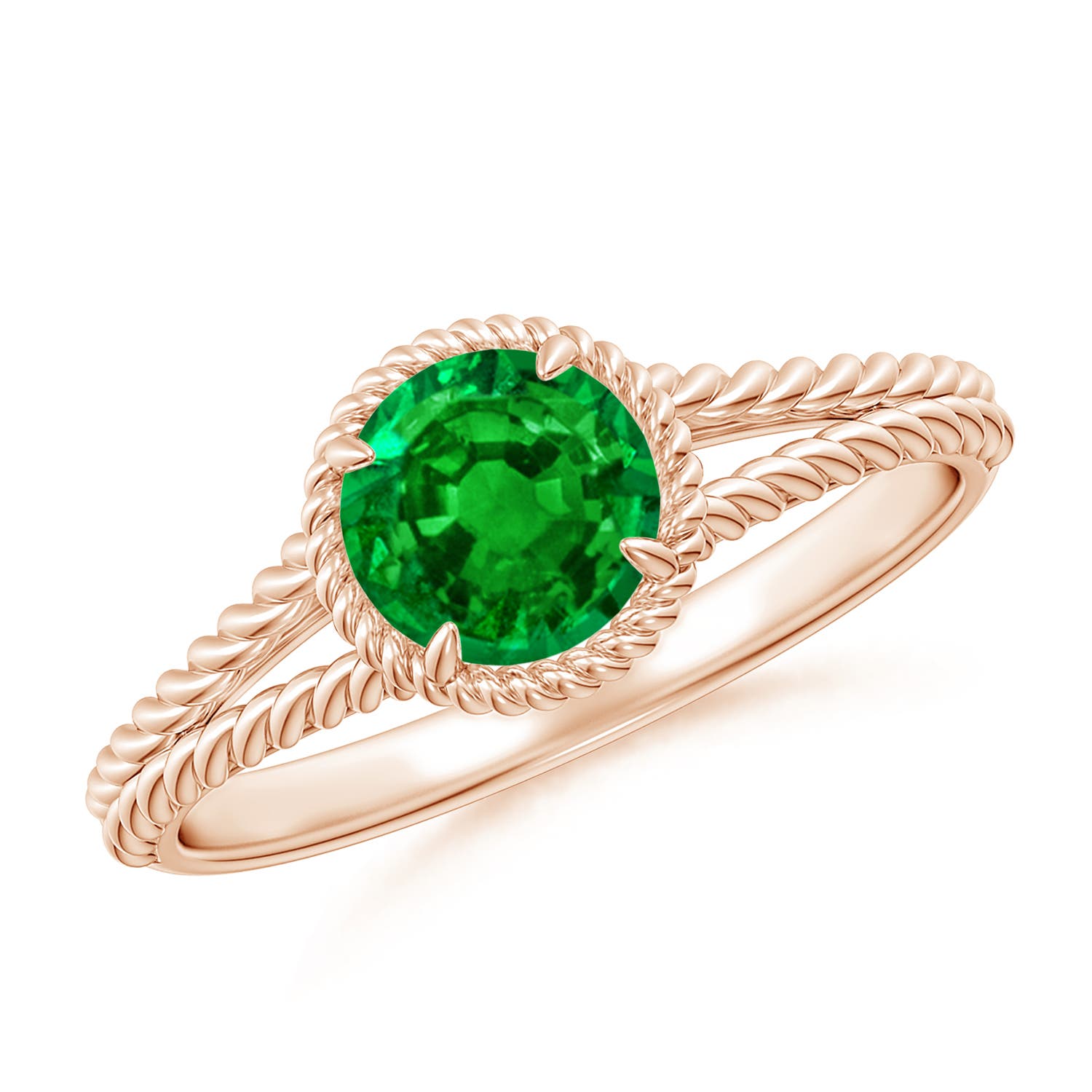 AAAA - Emerald / 0.75 CT / 14 KT Rose Gold