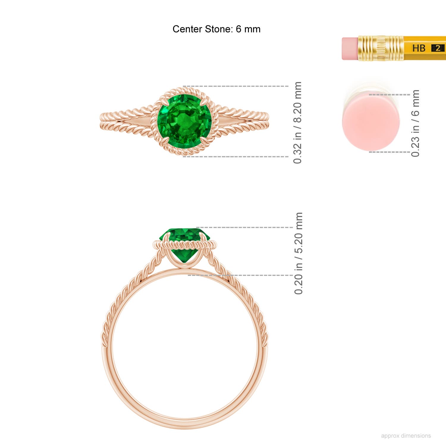 AAAA - Emerald / 0.75 CT / 14 KT Rose Gold