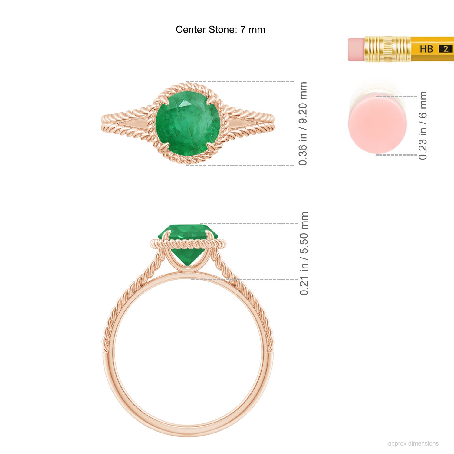 A - Emerald / 1.2 CT / 14 KT Rose Gold