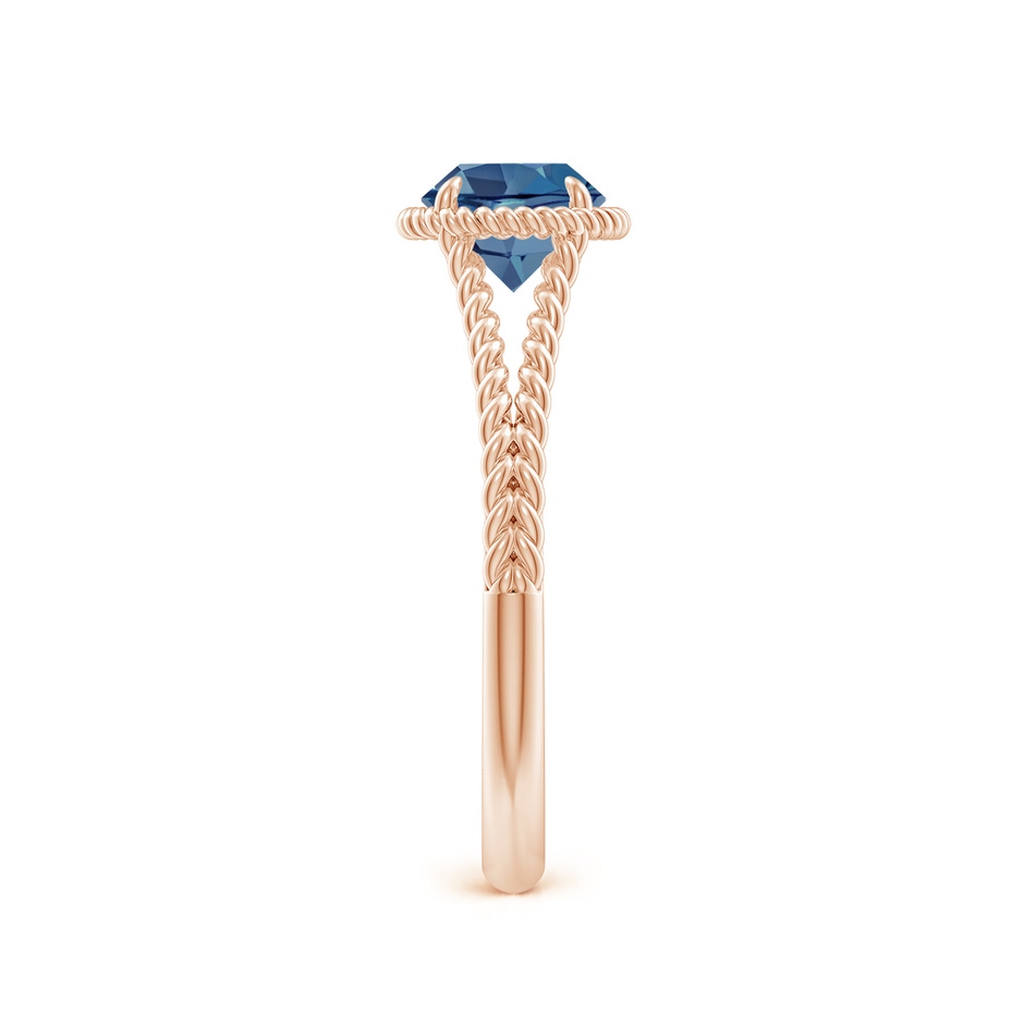 6mm A London Blue Topaz Twist Rope Split Shank Ring in Rose Gold side-2