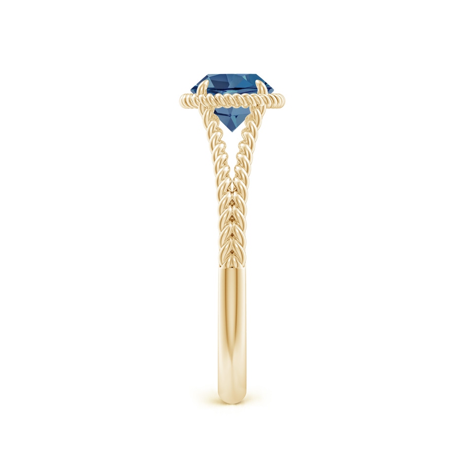 6mm A London Blue Topaz Twist Rope Split Shank Ring in Yellow Gold side-2