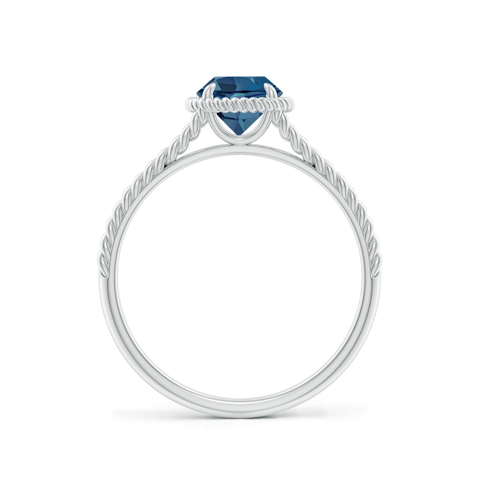 6mm AA London Blue Topaz Twist Rope Split Shank Ring in White Gold side-1