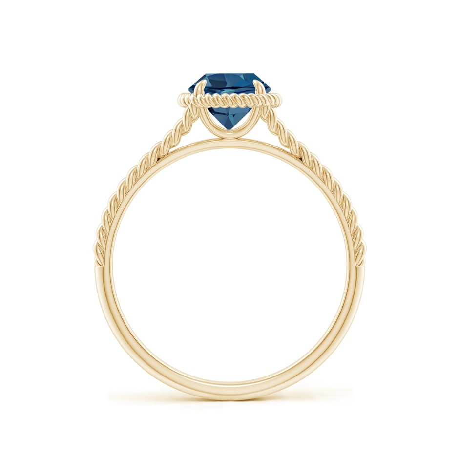 6mm AA London Blue Topaz Twist Rope Split Shank Ring in Yellow Gold side-1