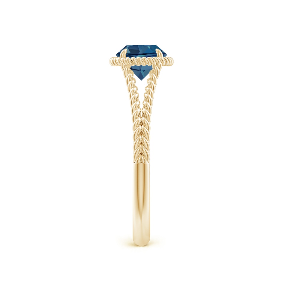 6mm AA London Blue Topaz Twist Rope Split Shank Ring in Yellow Gold side-2