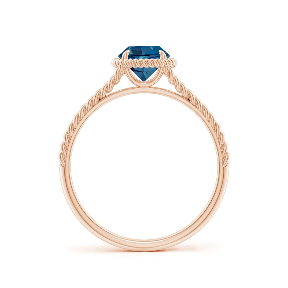 6mm AAA London Blue Topaz Twist Rope Split Shank Ring in Rose Gold side-1