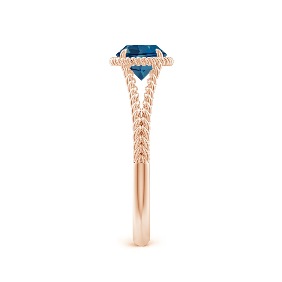 6mm AAA London Blue Topaz Twist Rope Split Shank Ring in Rose Gold side-2