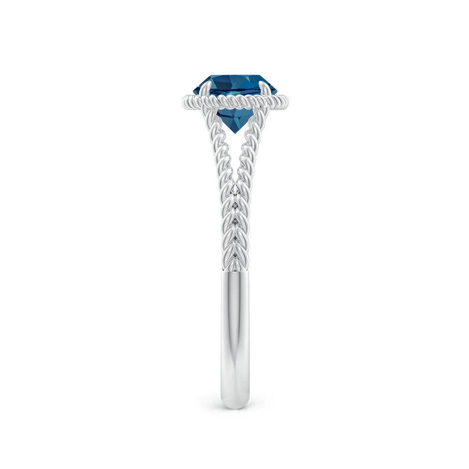 6mm AAA London Blue Topaz Twist Rope Split Shank Ring in White Gold side-2
