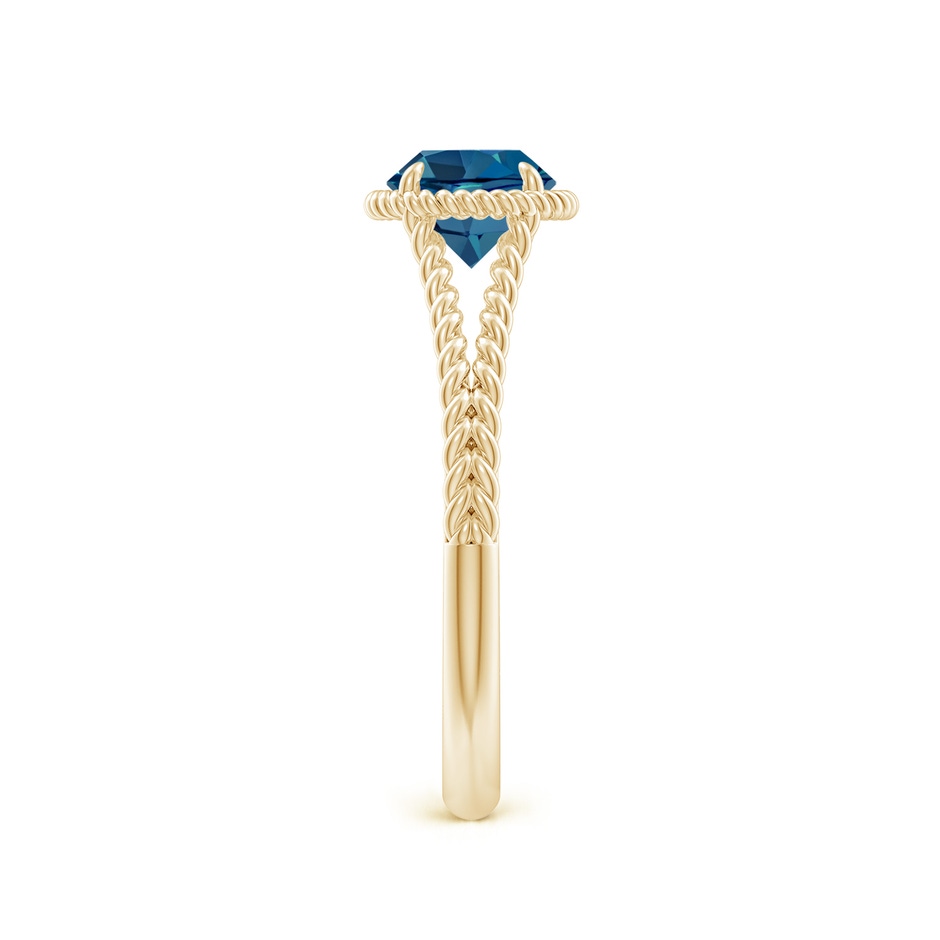 6mm AAA London Blue Topaz Twist Rope Split Shank Ring in Yellow Gold side-2