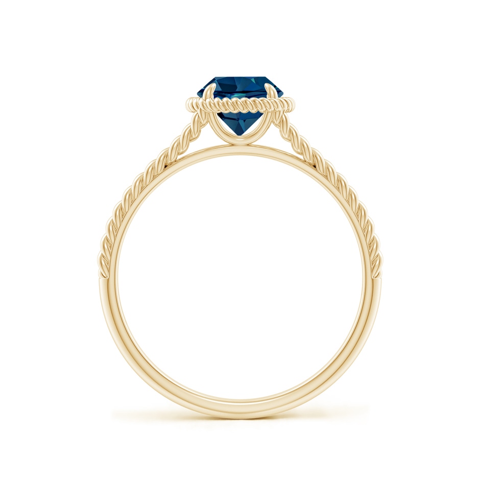 6mm AAAA London Blue Topaz Twist Rope Split Shank Ring in Yellow Gold side-1