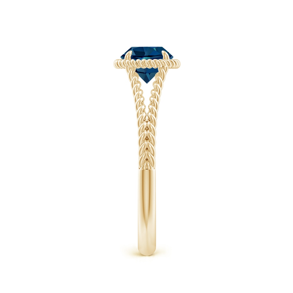 6mm AAAA London Blue Topaz Twist Rope Split Shank Ring in Yellow Gold side-2