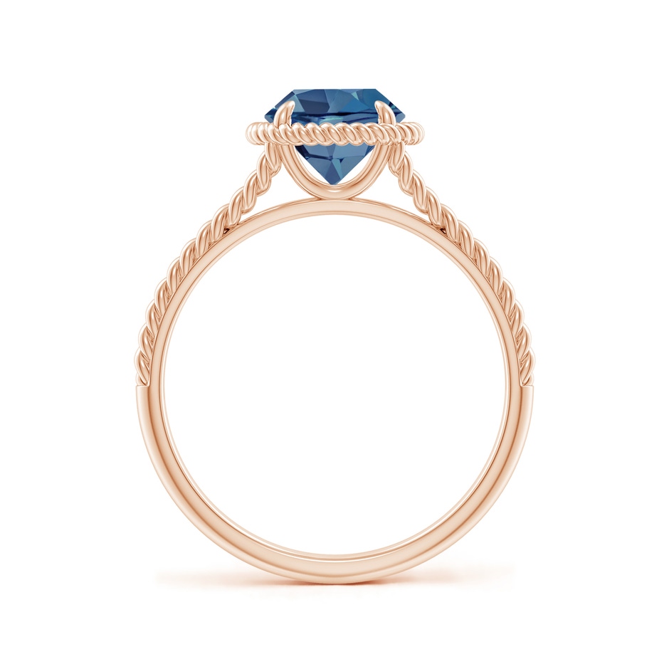 7mm A London Blue Topaz Twist Rope Split Shank Ring in Rose Gold side-1