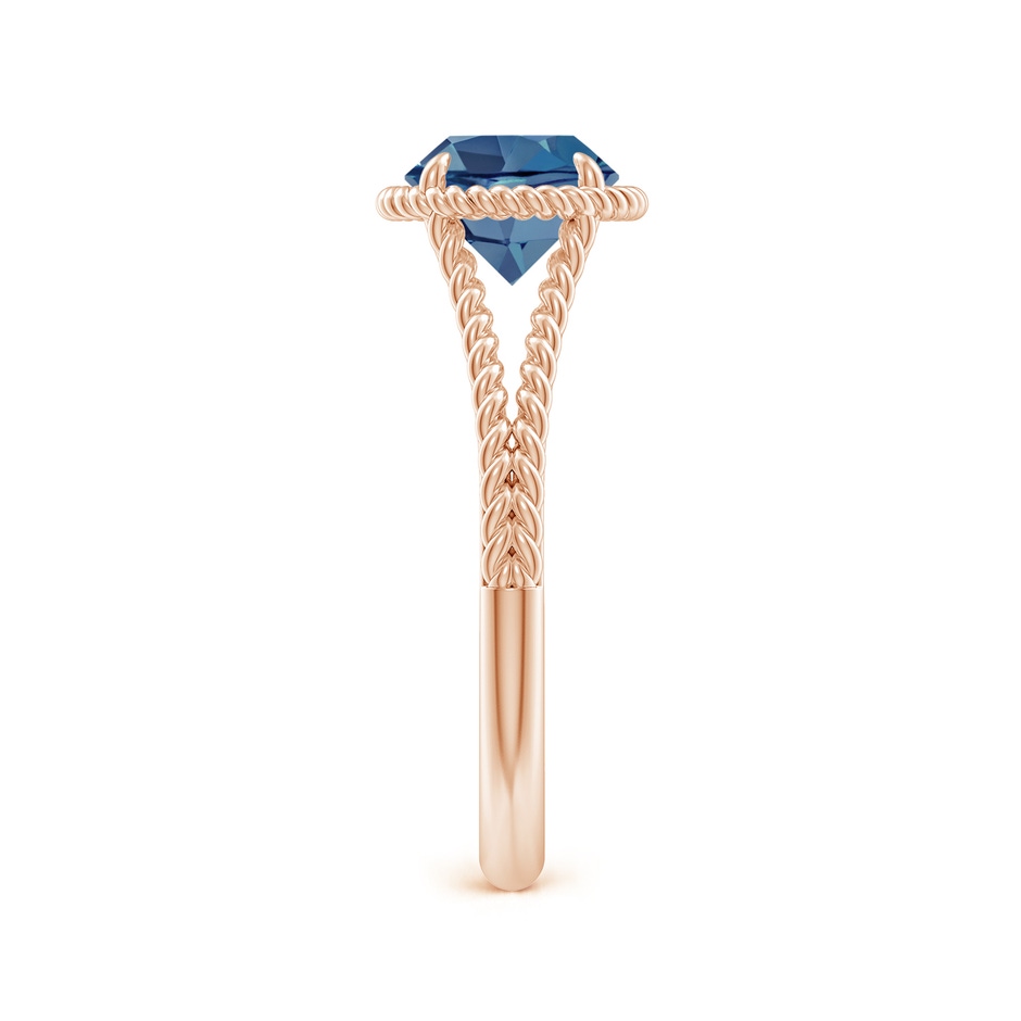 7mm A London Blue Topaz Twist Rope Split Shank Ring in Rose Gold side-2