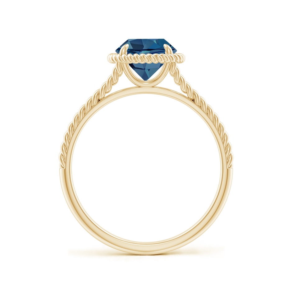 7mm AA London Blue Topaz Twist Rope Split Shank Ring in Yellow Gold side-1