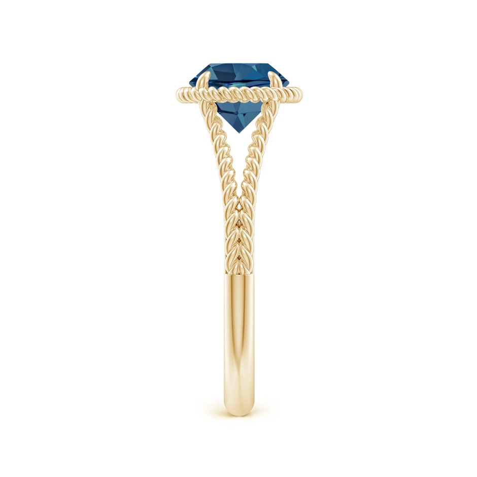 7mm AA London Blue Topaz Twist Rope Split Shank Ring in Yellow Gold side-2