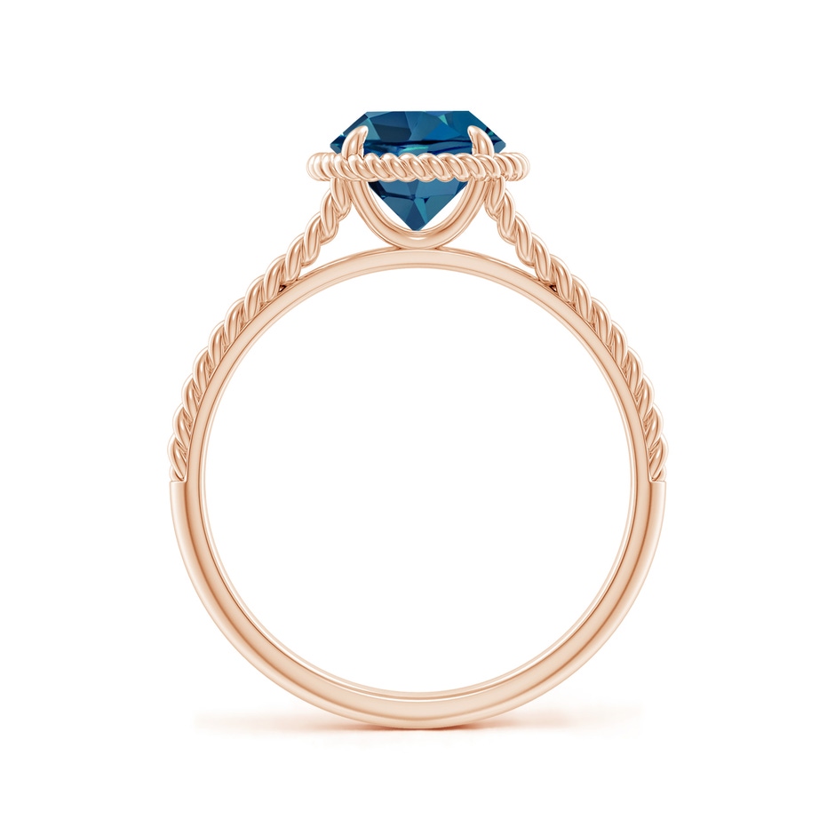 7mm AAA London Blue Topaz Twist Rope Split Shank Ring in Rose Gold side-1