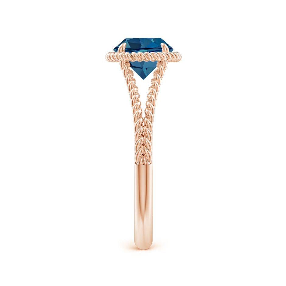 7mm AAA London Blue Topaz Twist Rope Split Shank Ring in Rose Gold side-2