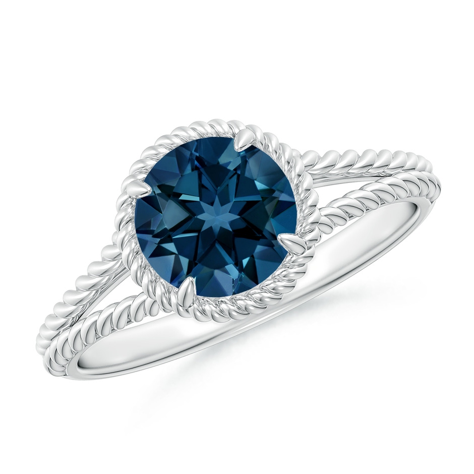 7mm AAAA London Blue Topaz Twist Rope Split Shank Ring in P950 Platinum 