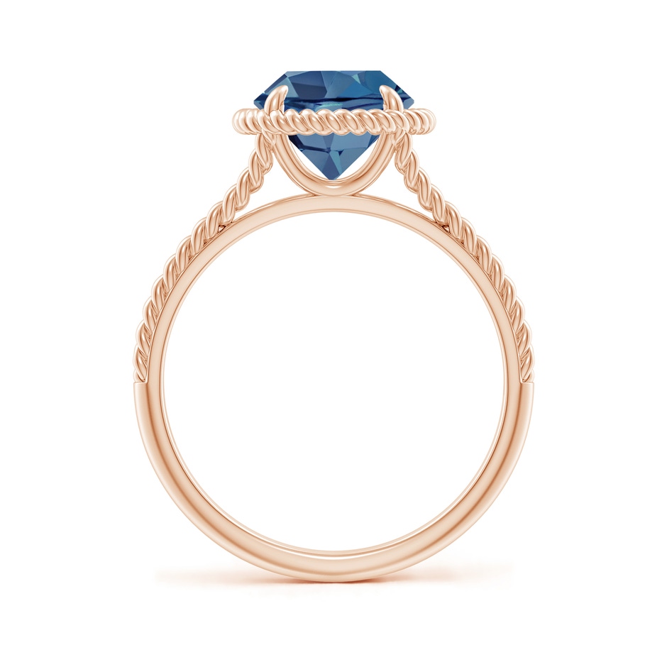 8mm A London Blue Topaz Twist Rope Split Shank Ring in Rose Gold side-1