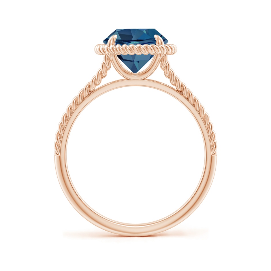 8mm AA London Blue Topaz Twist Rope Split Shank Ring in Rose Gold side-1