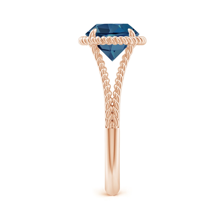 8mm AA London Blue Topaz Twist Rope Split Shank Ring in Rose Gold side-2