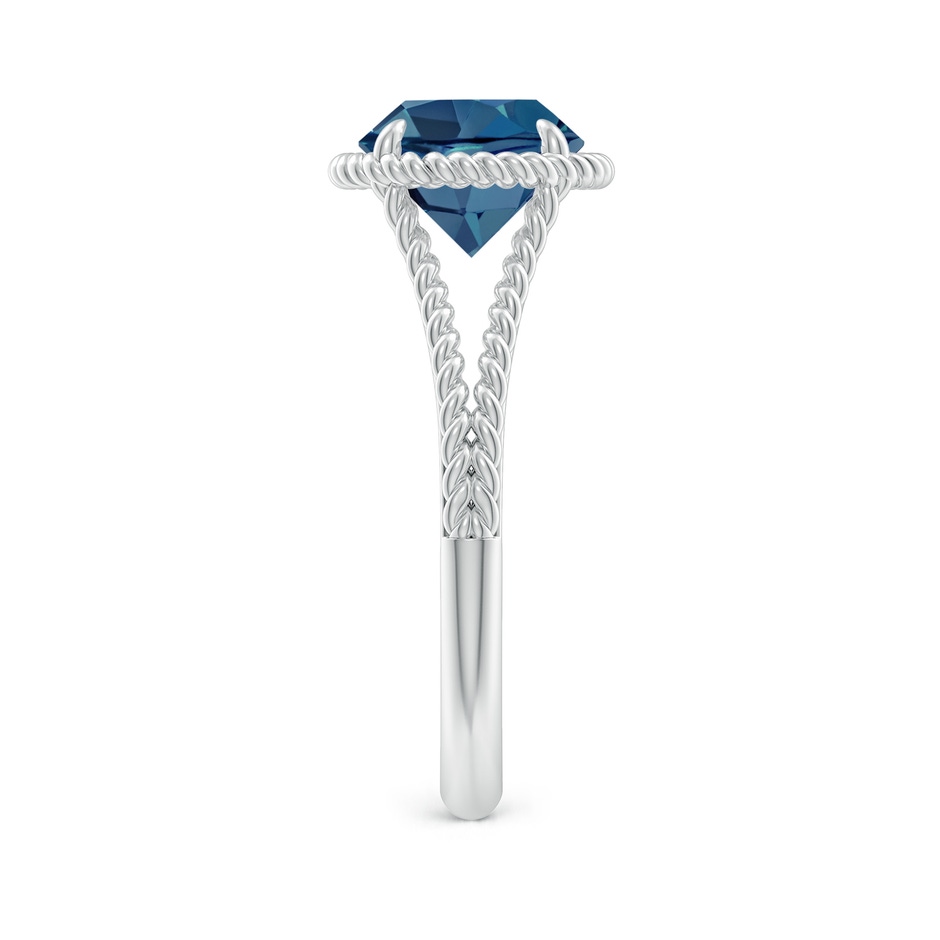 8mm AA London Blue Topaz Twist Rope Split Shank Ring in White Gold side-2