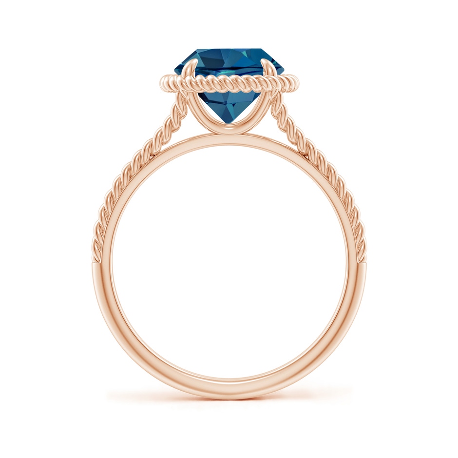 8mm AAA London Blue Topaz Twist Rope Split Shank Ring in Rose Gold side-1