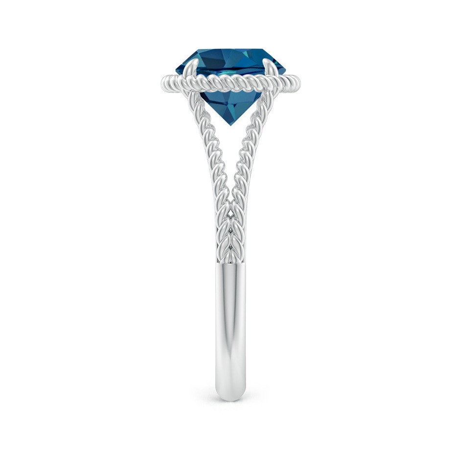 8mm AAA London Blue Topaz Twist Rope Split Shank Ring in White Gold side-2