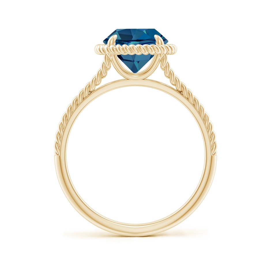 8mm AAA London Blue Topaz Twist Rope Split Shank Ring in Yellow Gold side-1