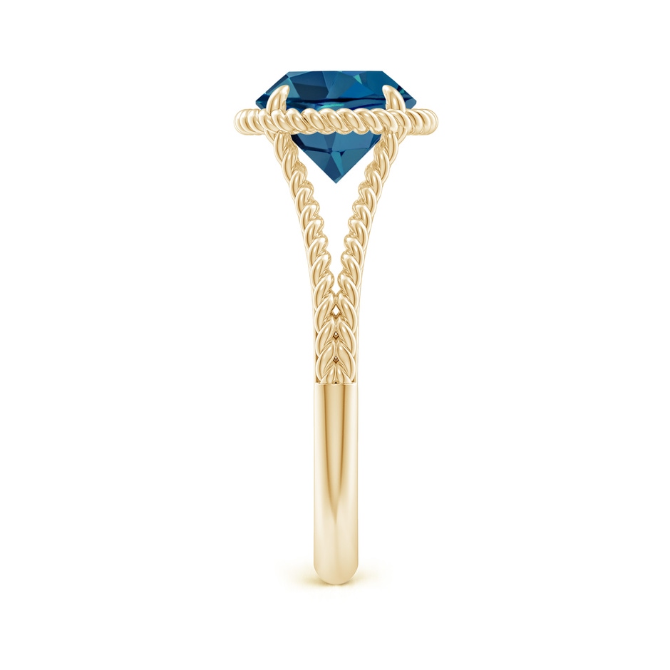 8mm AAA London Blue Topaz Twist Rope Split Shank Ring in Yellow Gold side-2