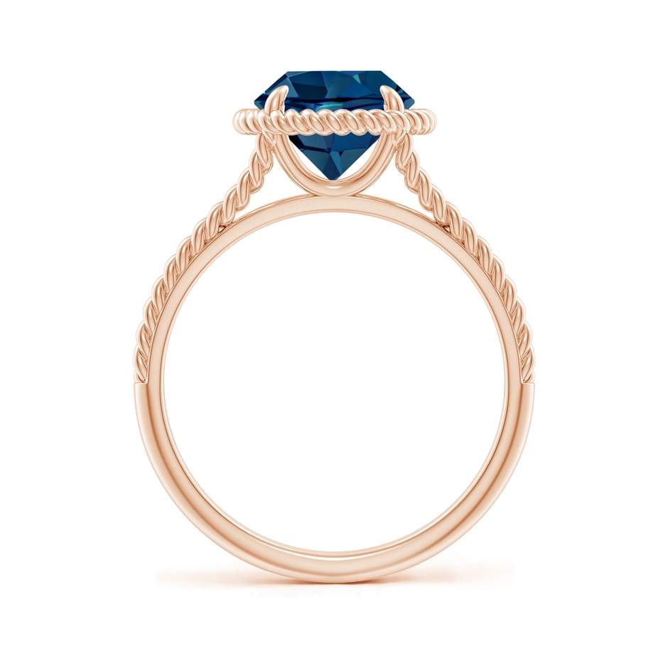8mm AAAA London Blue Topaz Twist Rope Split Shank Ring in Rose Gold side-1