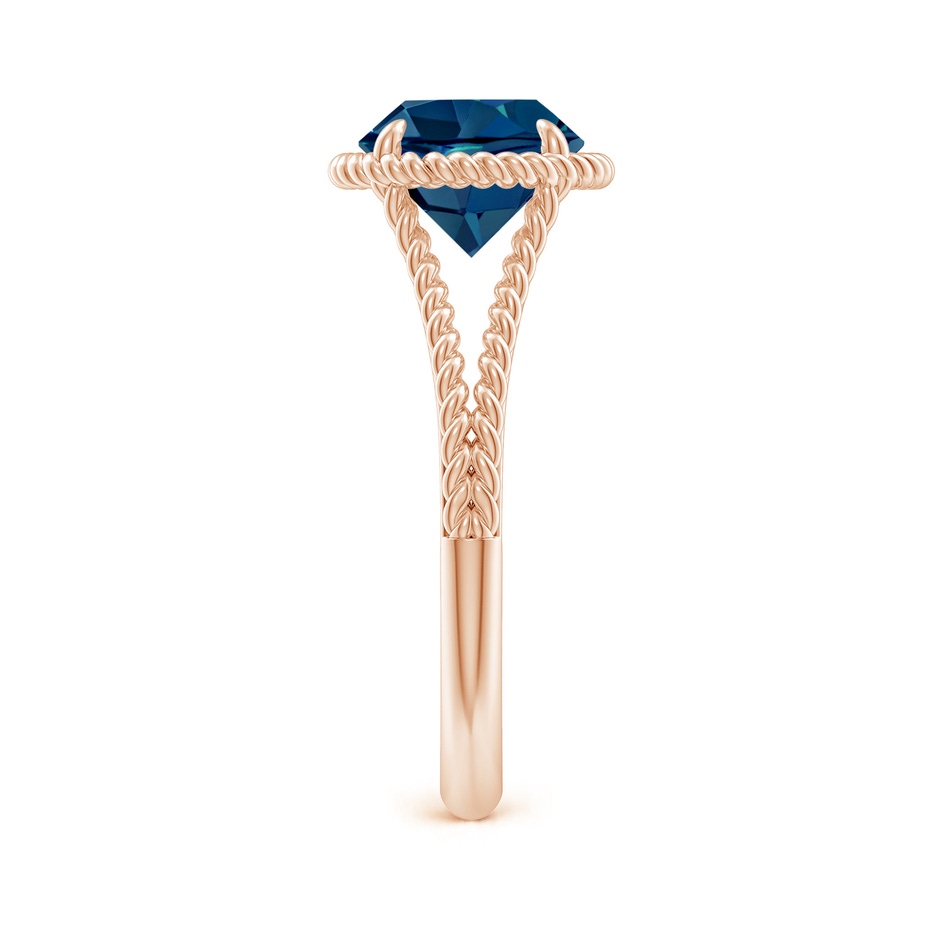 8mm AAAA London Blue Topaz Twist Rope Split Shank Ring in Rose Gold side-2