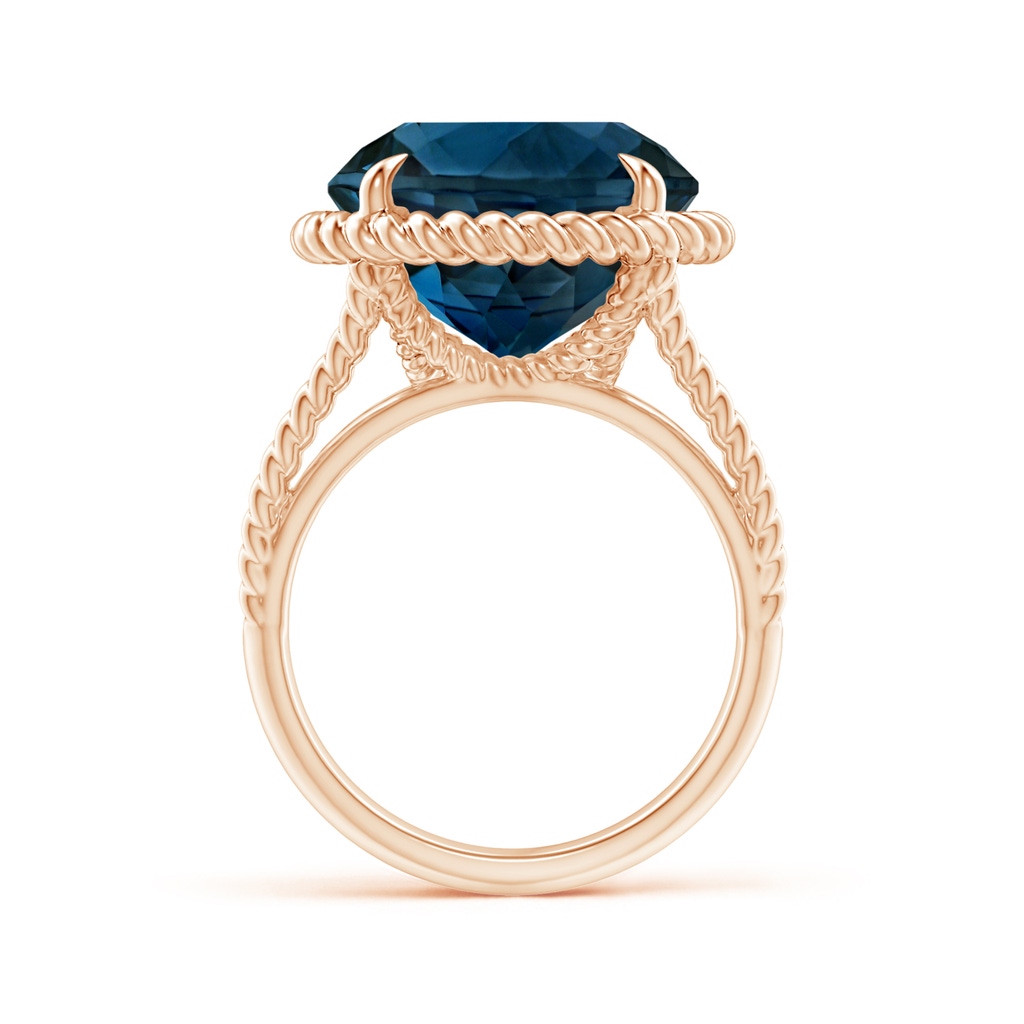 13.14x13.05x8.46mm AAAA GIA Certified London Blue Topaz Twist Rope Split Shank Ring in Rose Gold Side 399