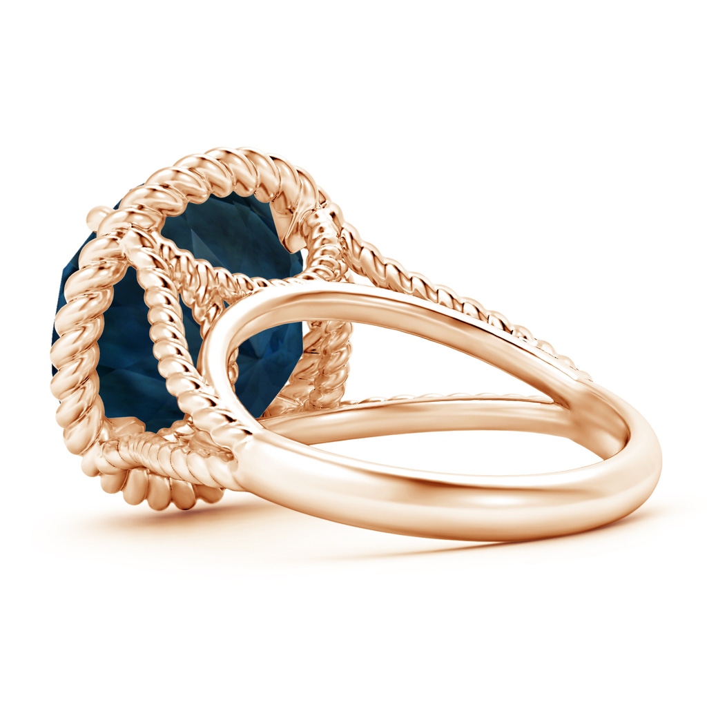 13.14x13.05x8.46mm AAAA GIA Certified London Blue Topaz Twist Rope Split Shank Ring in Rose Gold Side 499