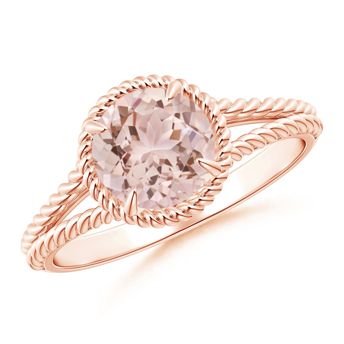 7mm AAA Morganite Twist Rope Split Shank Ring in Rose Gold