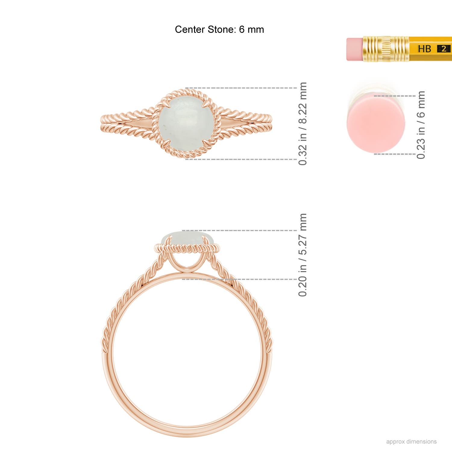 A - Moonstone / 0.8 CT / 14 KT Rose Gold