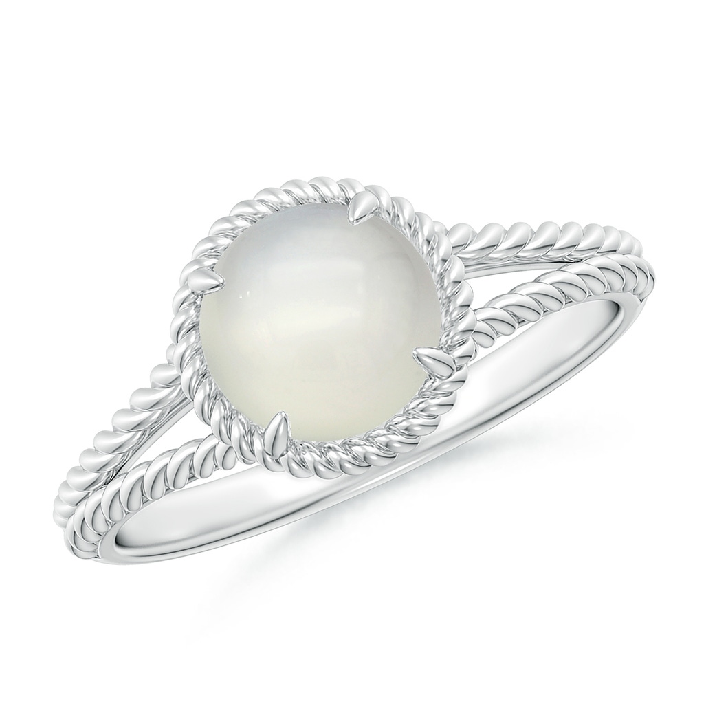 7mm AAA Moonstone Twist Rope Split Shank Ring in P950 Platinum