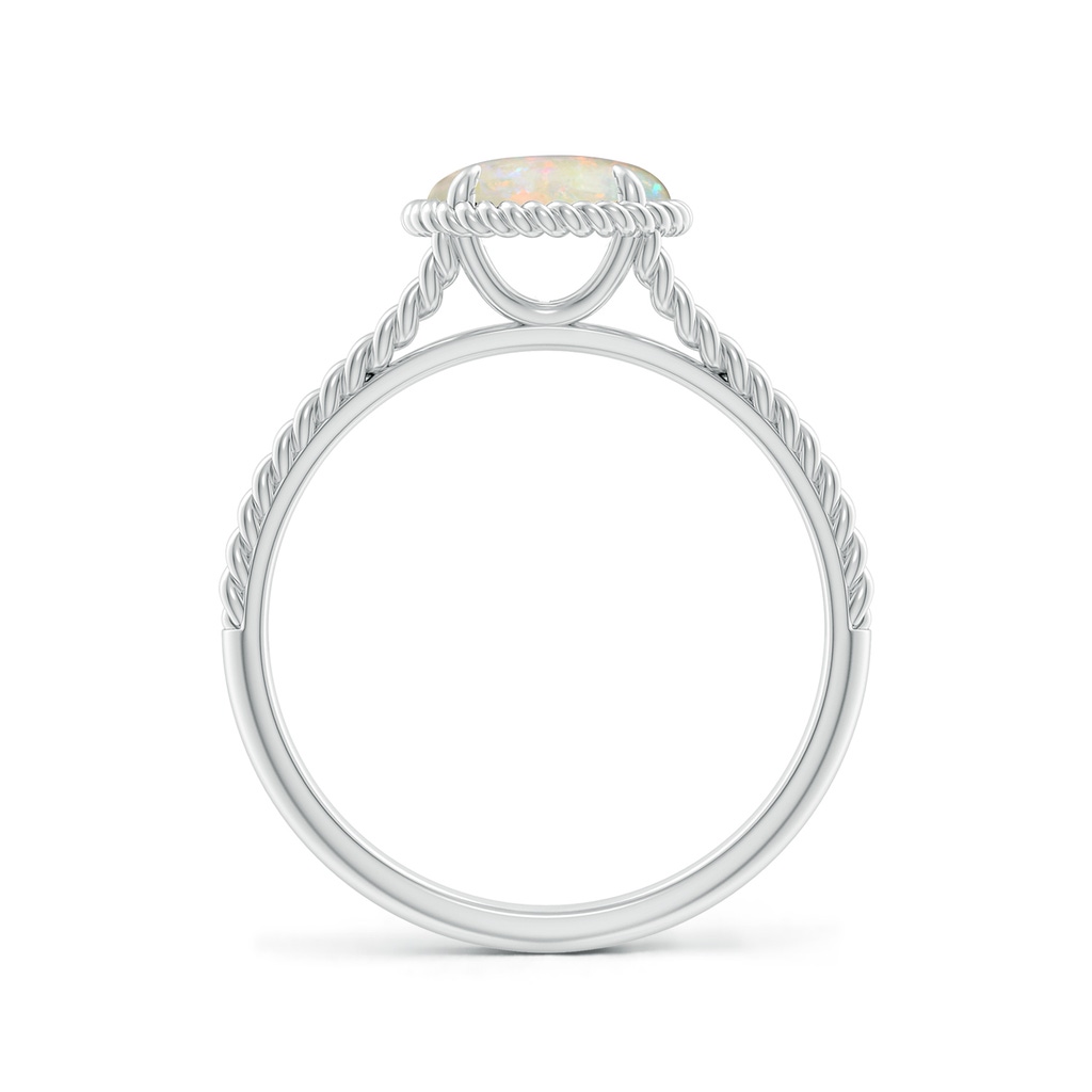 7mm AAAA Opal Twist Rope Split Shank Ring in White Gold Side-1