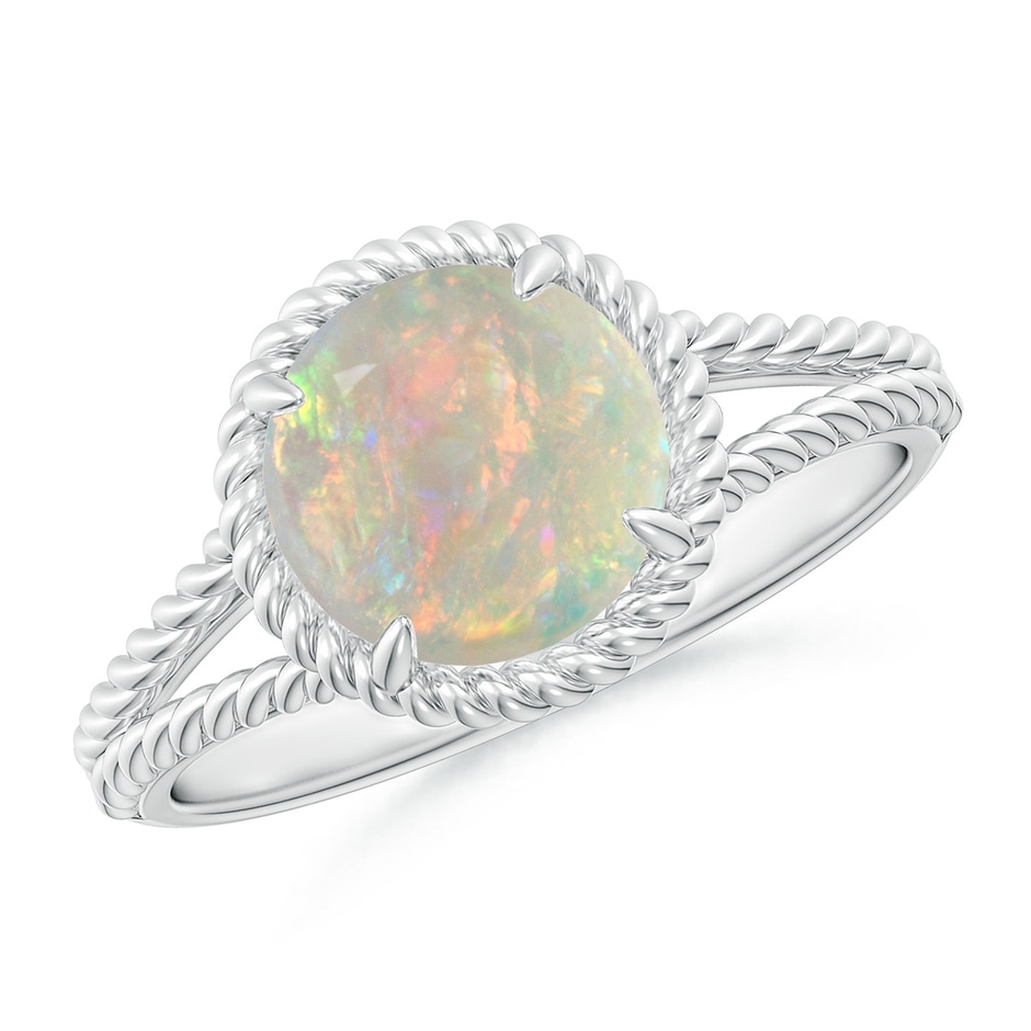 8mm AAAA Opal Twist Rope Split Shank Ring in P950 Platinum 