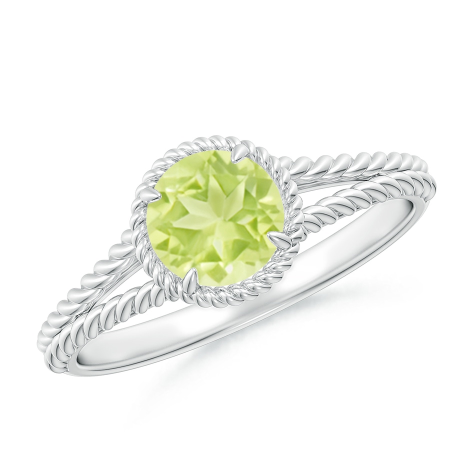 6mm A Peridot Twist Rope Split Shank Ring in P950 Platinum 