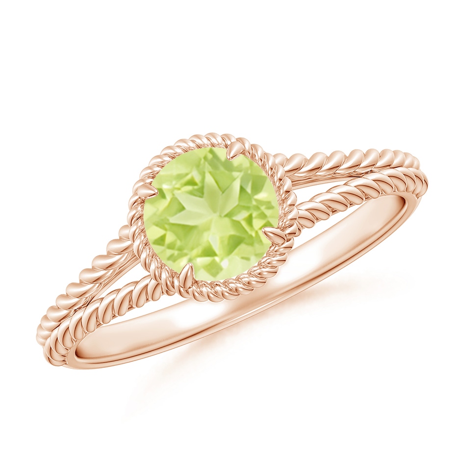 6mm A Peridot Twist Rope Split Shank Ring in Rose Gold 