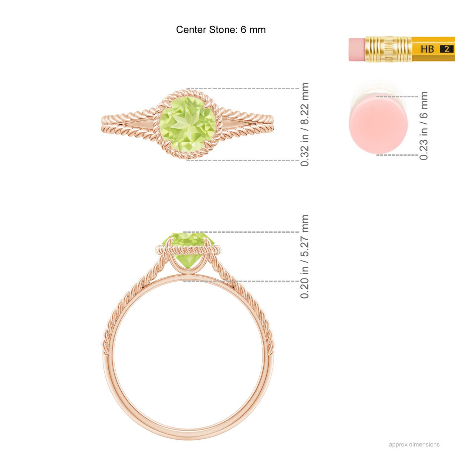 A - Peridot / 0.95 CT / 14 KT Rose Gold