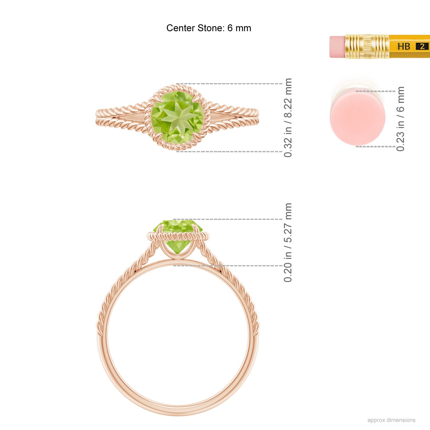 AA - Peridot / 0.95 CT / 14 KT Rose Gold