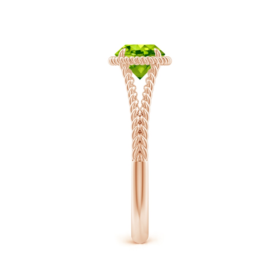 6mm AAA Peridot Twist Rope Split Shank Ring in Rose Gold side-2