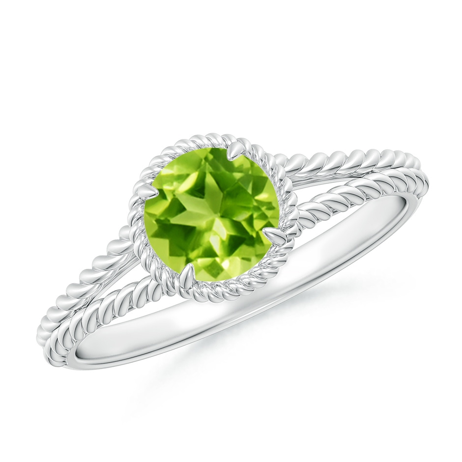 6mm AAA Peridot Twist Rope Split Shank Ring in White Gold 