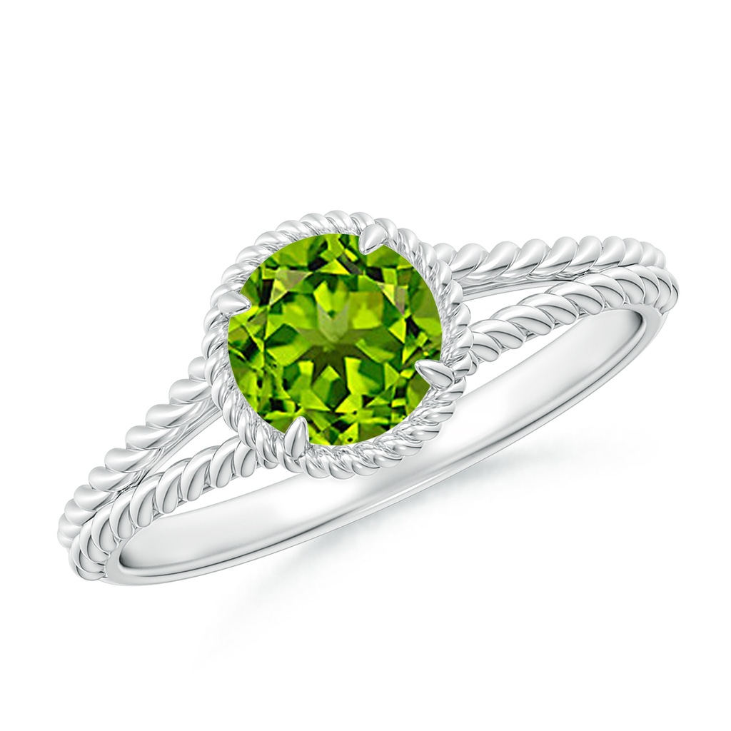 6mm AAAA Peridot Twist Rope Split Shank Ring in P950 Platinum