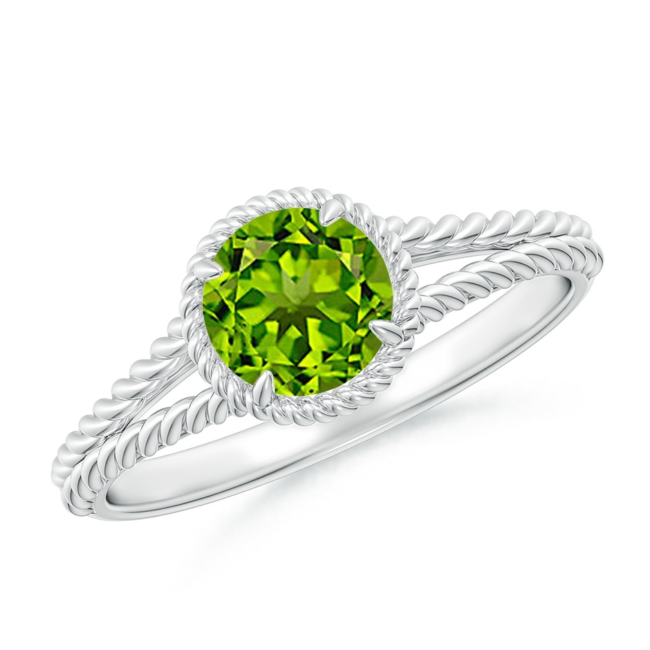 6mm AAAA Peridot Twist Rope Split Shank Ring in P950 Platinum 