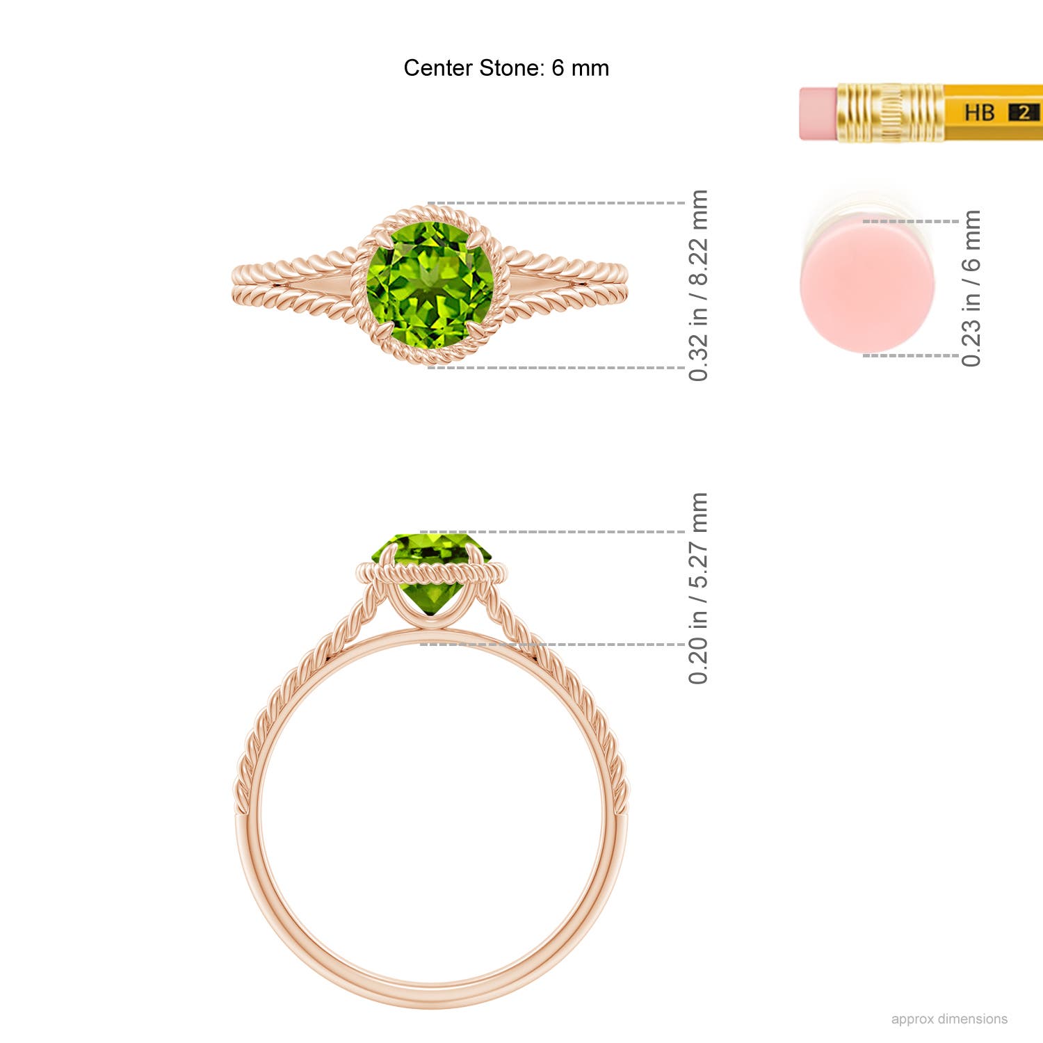 AAAA - Peridot / 0.95 CT / 14 KT Rose Gold