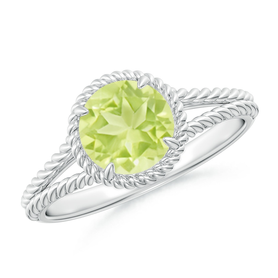 7mm A Peridot Twist Rope Split Shank Ring in P950 Platinum 