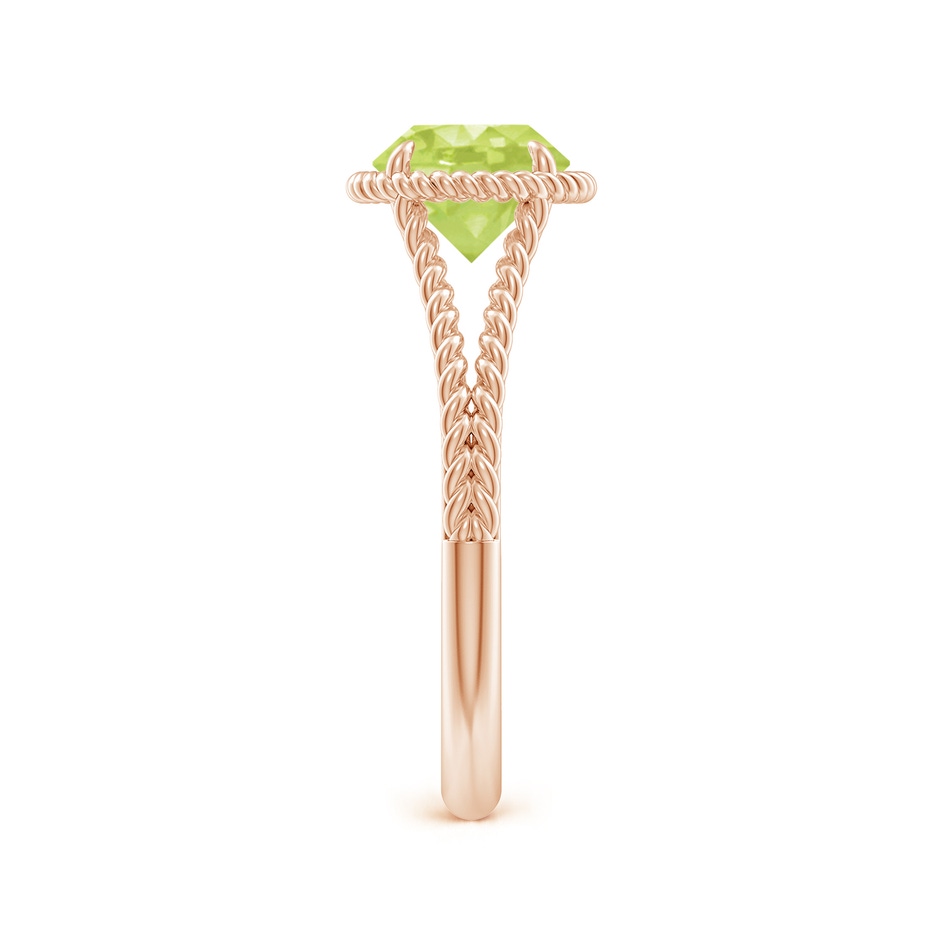 7mm A Peridot Twist Rope Split Shank Ring in Rose Gold side-2